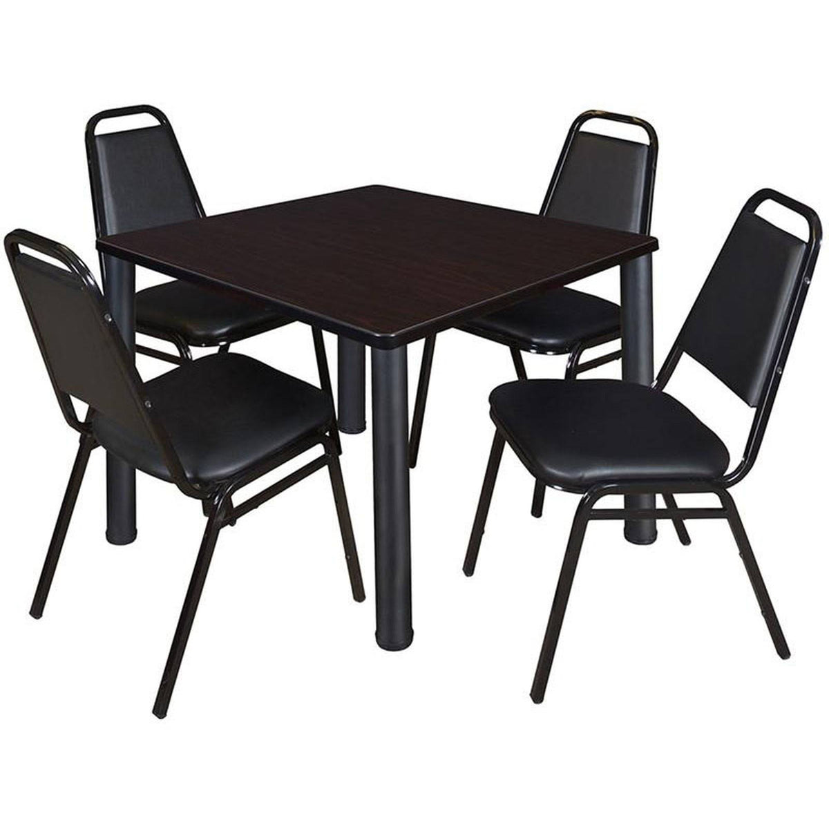 36x22 Square Breakroom Table with 4 Stack Chairs B83412