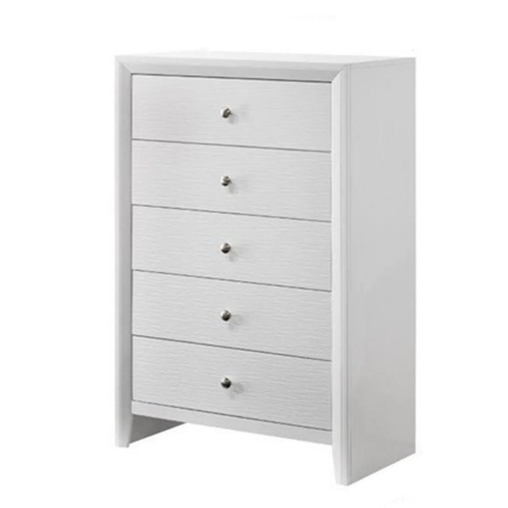 White 5 Drawer Wood Dresser K805
