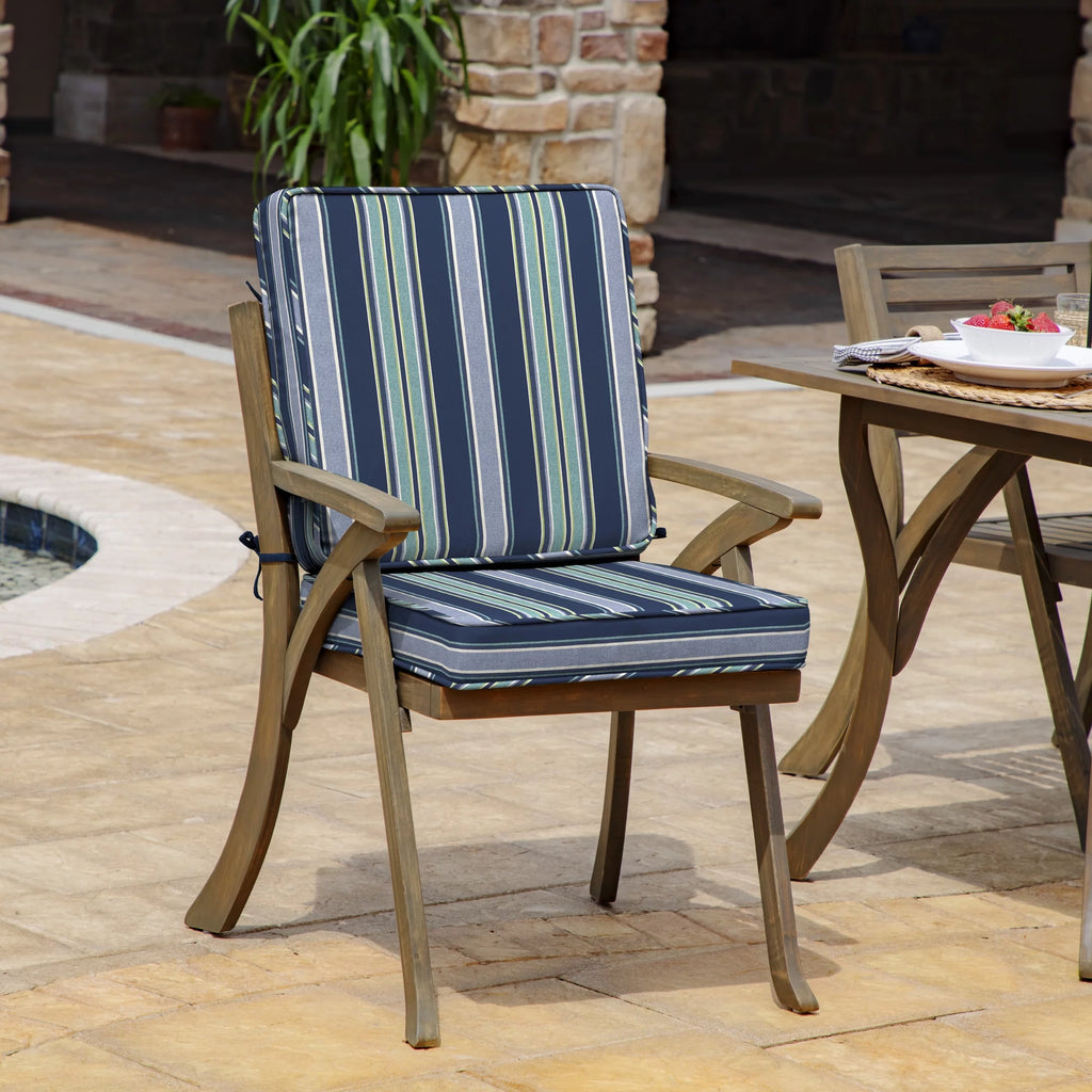 Sapphire Aurora Blue Stripe Outdoor Chair Cushion J165572