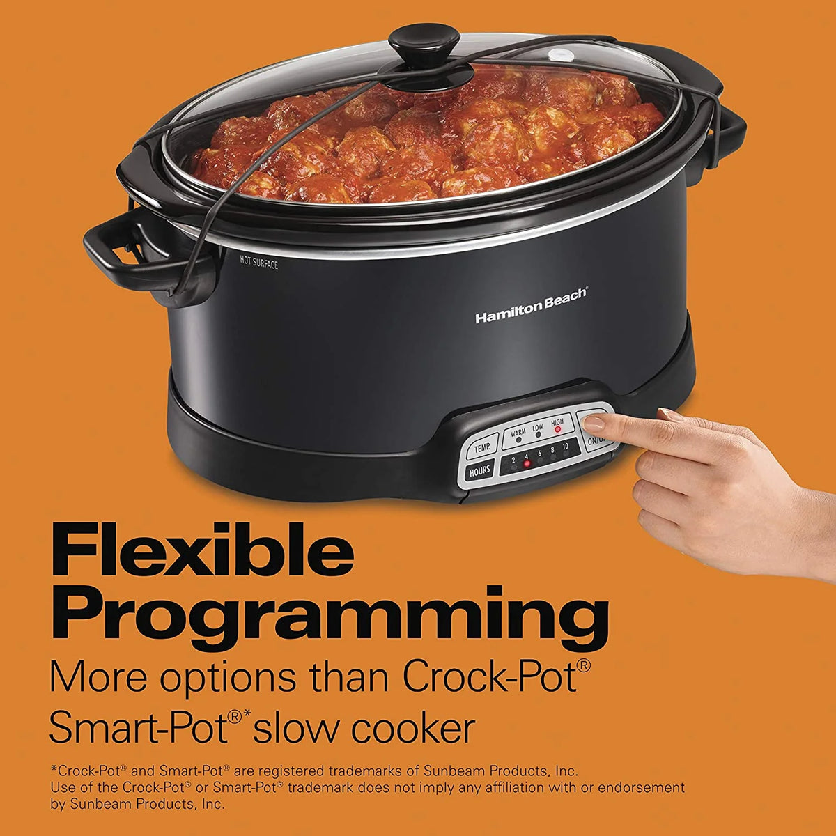 Portable 7-Quart Programmable Slow Cooker with Dishwasher-Safe Crock, Black N861