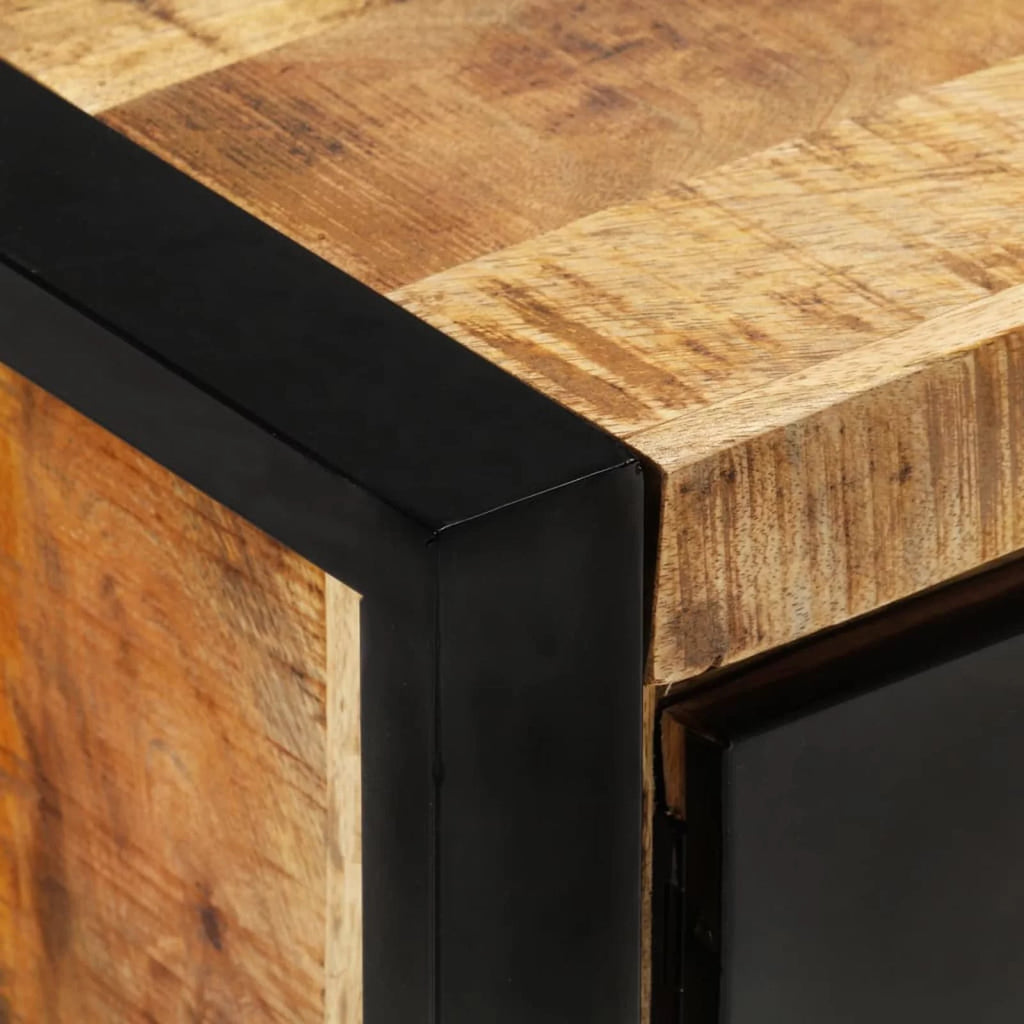Wood TV Cabinet with Doors Drawer and Iron Legs K548