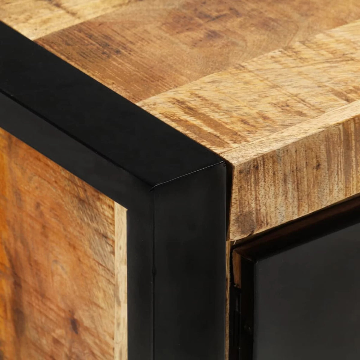 Wood TV Cabinet with Doors Drawer and Iron Legs K548