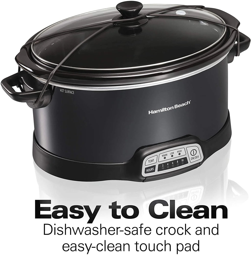 Portable 7-Quart Programmable Slow Cooker with Dishwasher-Safe Crock, Black N861