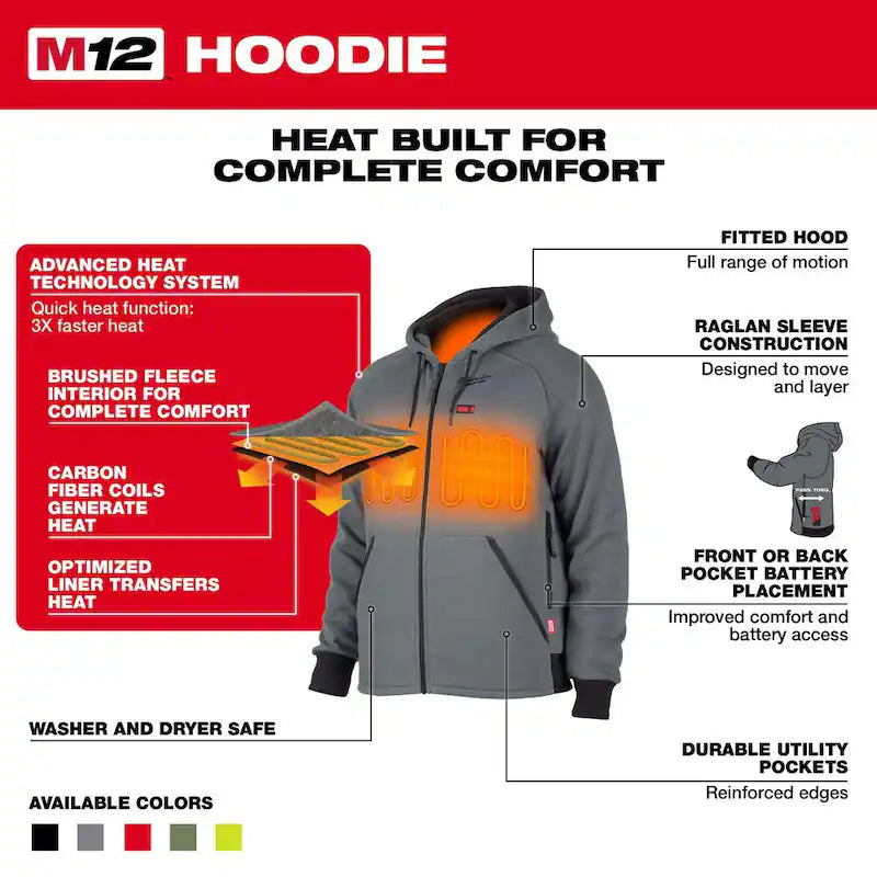 Men's 2X-Large Black Heated Jacket Hoodie E2049
