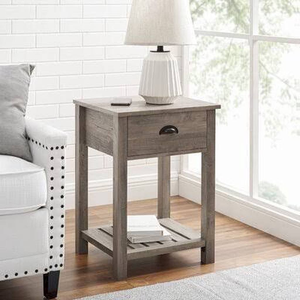 Gray Wash Black End Table with Storage O3785