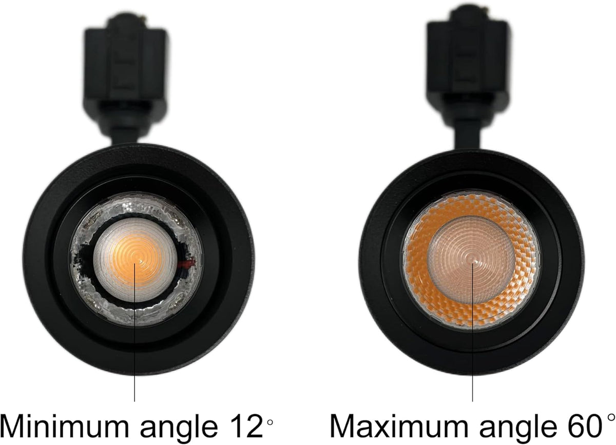 20W Zoom Dimmable LED Track Light Head Black 4000k K180