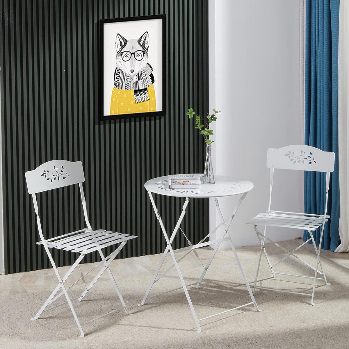 Grey 3 Piece Patio Bistro Set with Folding Chairs H61294