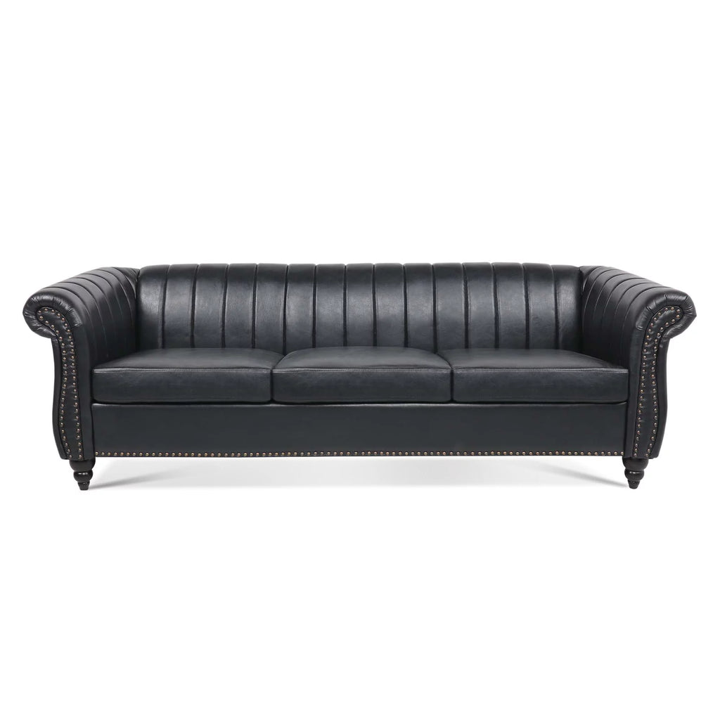 3 Seater Faux Leather Sofa with Rolled Arms V653336
