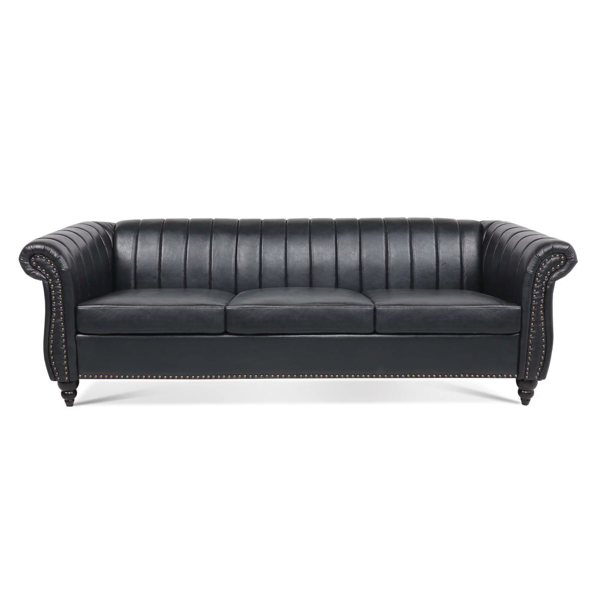 3 Seater Faux Leather Sofa with Rolled Arms V653336