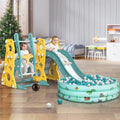 6 in 1 Toddler Slide and Swing Set with Basketball Hoop J305349