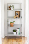 Black 4-Shelf Wood Ladder Bookshelf L391