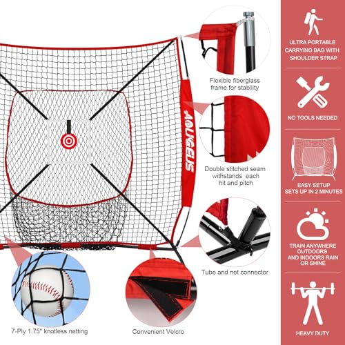6'X6' Baseball Softball Practice Net with Strike Zone Y526173