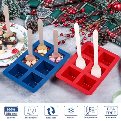 Silicone Hot Chocolate Spoon Molds 2-Pack with 30 Wooden Spoons Z8872