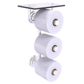 Satin Chrome Wall Mount Toilet Paper Holder with Glass Shelf W53999