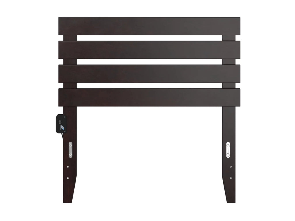 Espresso Twin Wood Panel Headboard with 2 USB Ports D852