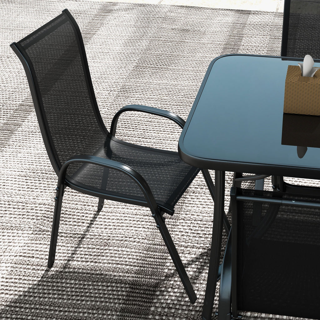 Black Patio Dining Set for Six with Umbrella U898563