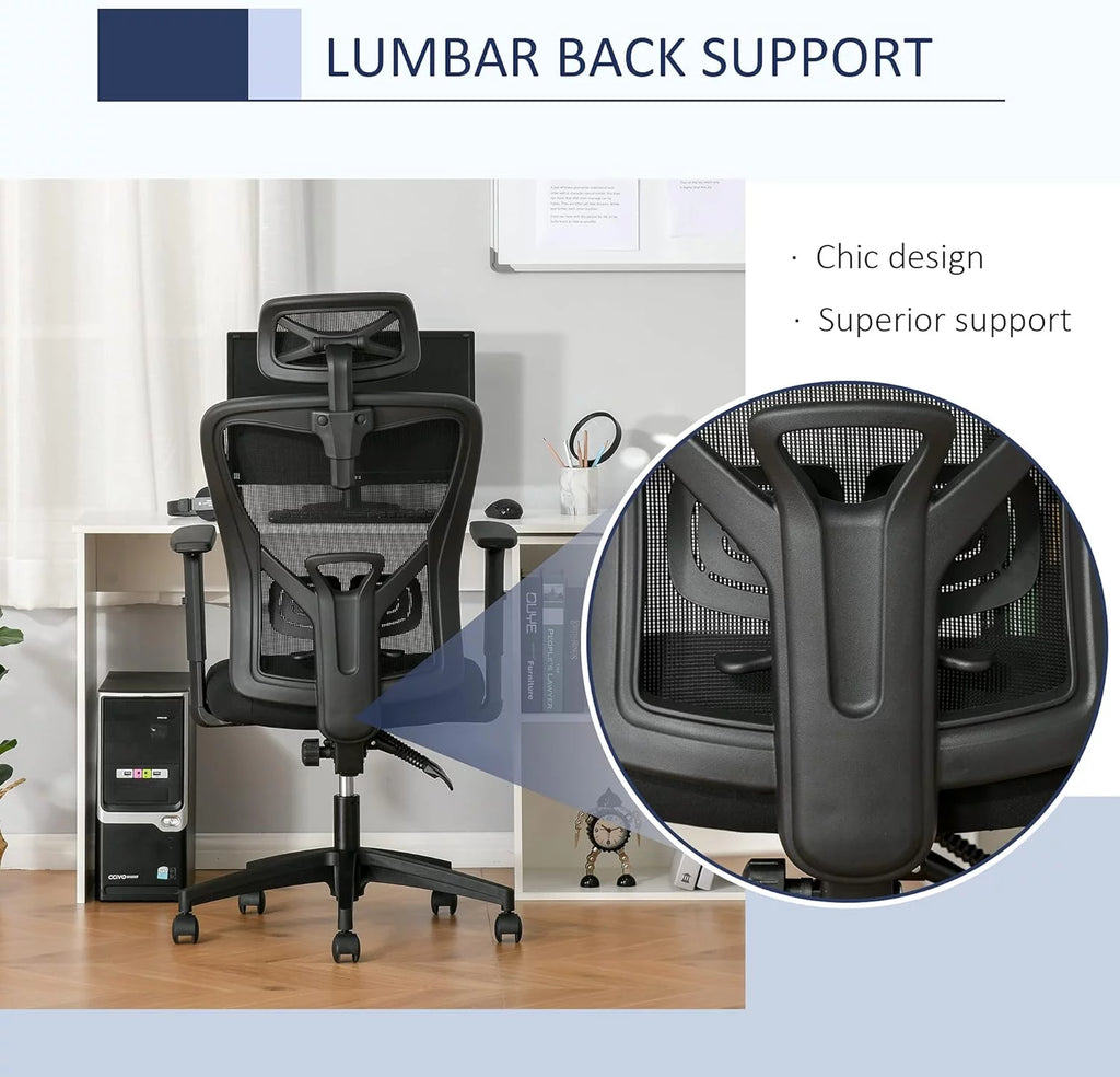 Black Ergonomic Mesh Office Chair with Lumbar Support V106