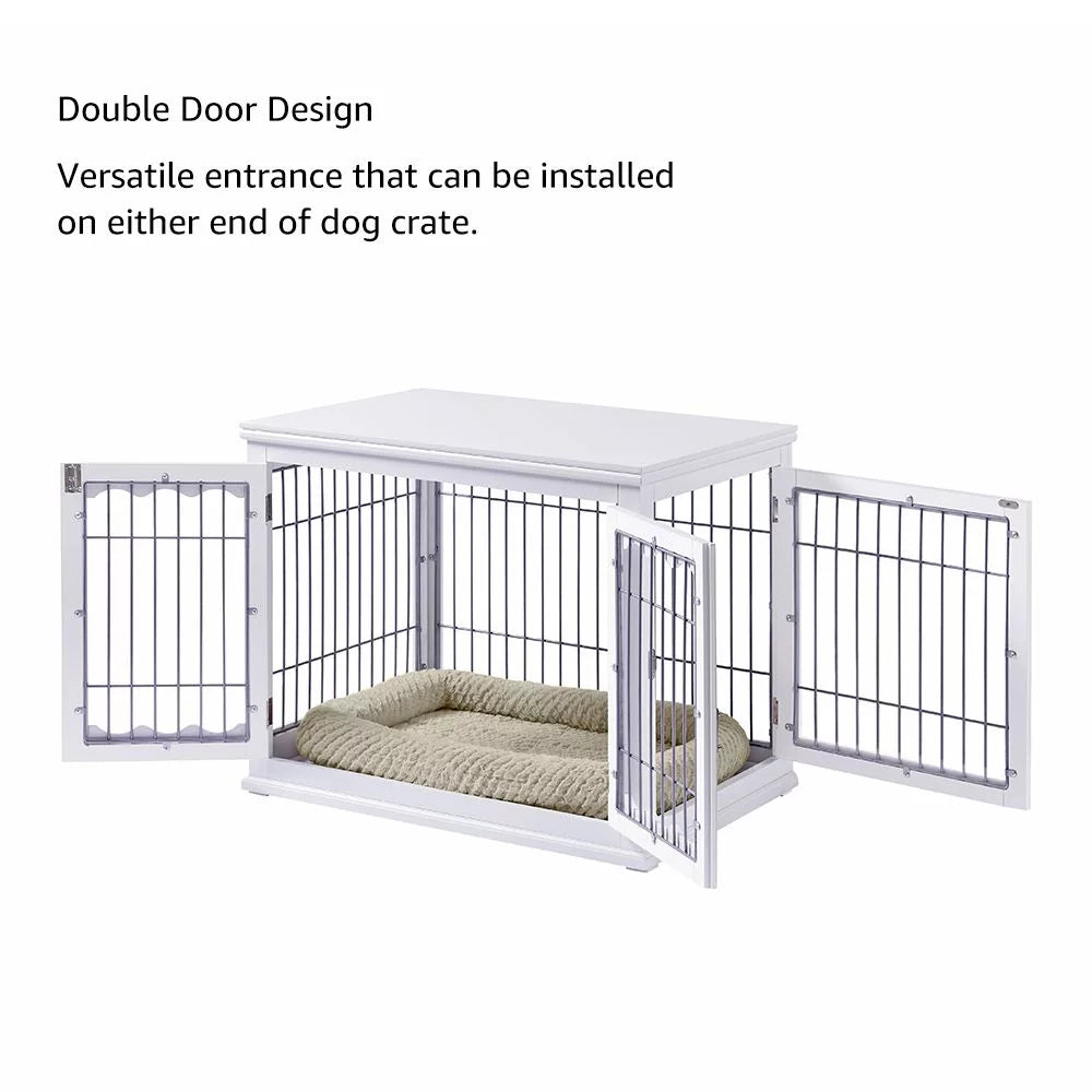 White Dog Crate with Pet Cushion Y16938