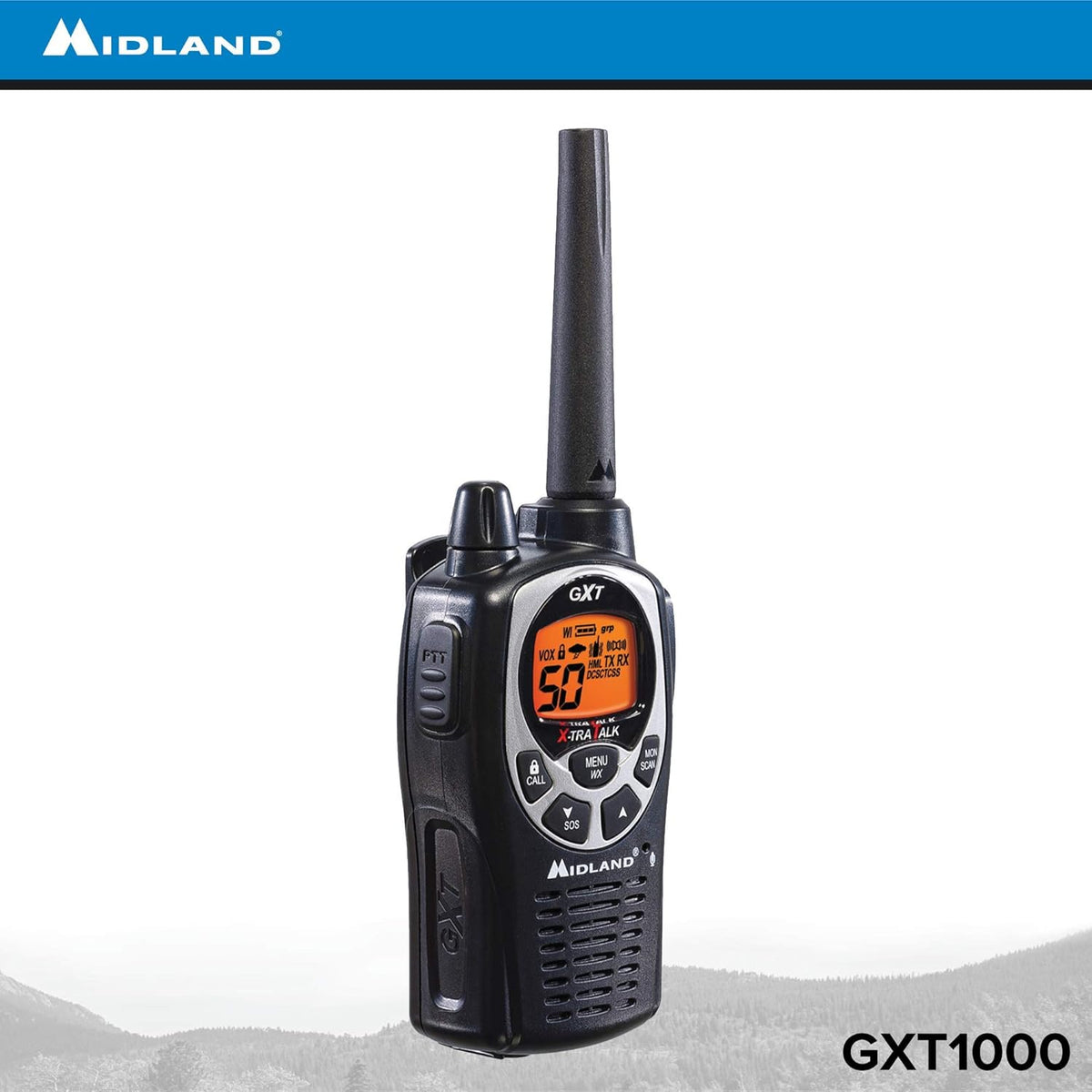 50 Channel GMRS Two-Way Radio Walkie Talkie Black/Silver Pack of 6 S728