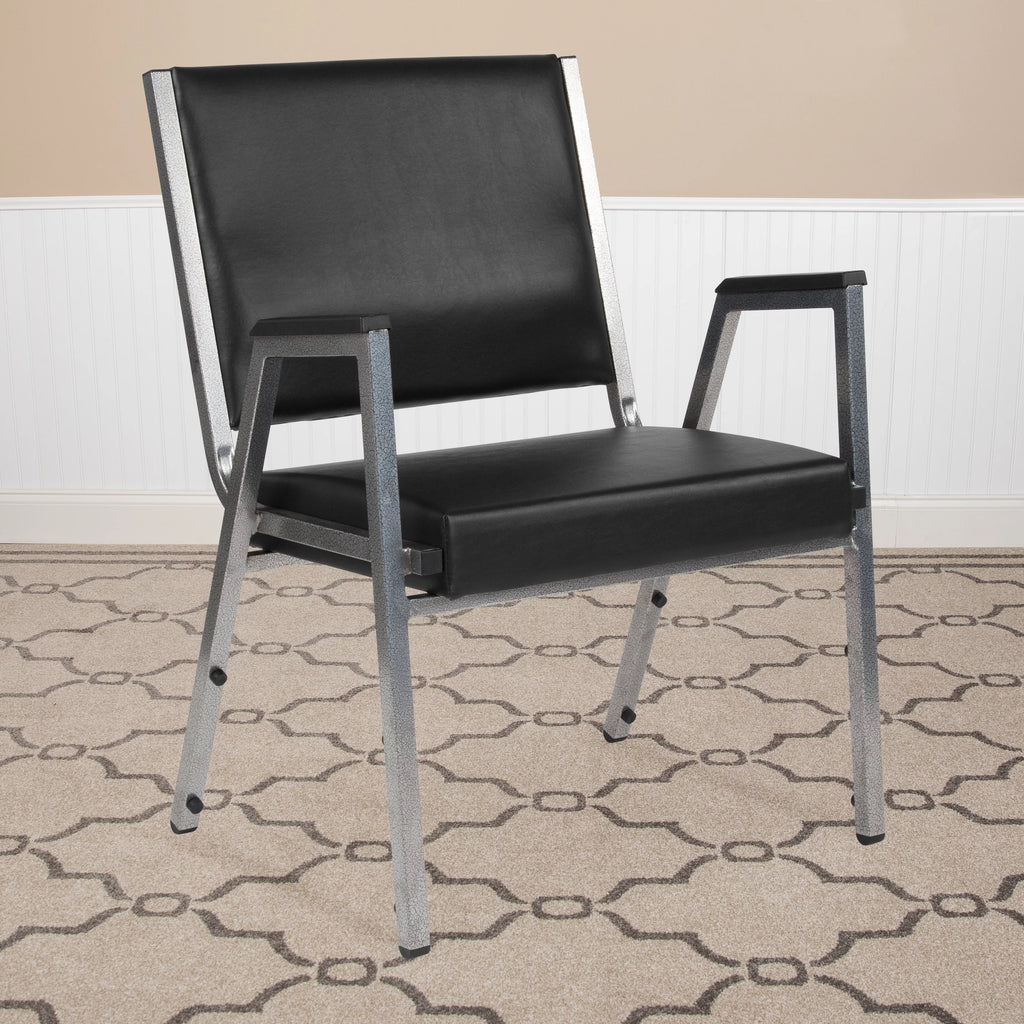 Black Vinyl Bariatric Medical Reception Arm Chair D35806