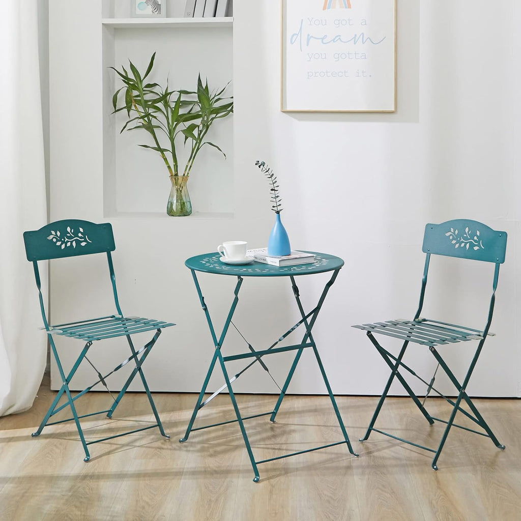 Grey 3 Piece Patio Bistro Set with Folding Chairs H61294