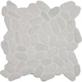 White Pebble Tumbled Marble Mesh-Mounted Mosaic Tile V62003