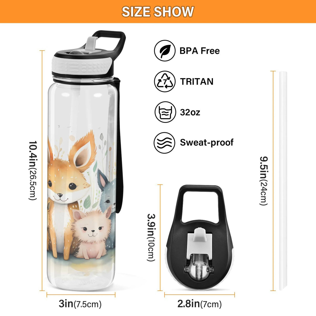 32oz Tritan Leakproof Clear Water Bottle with Straw G814