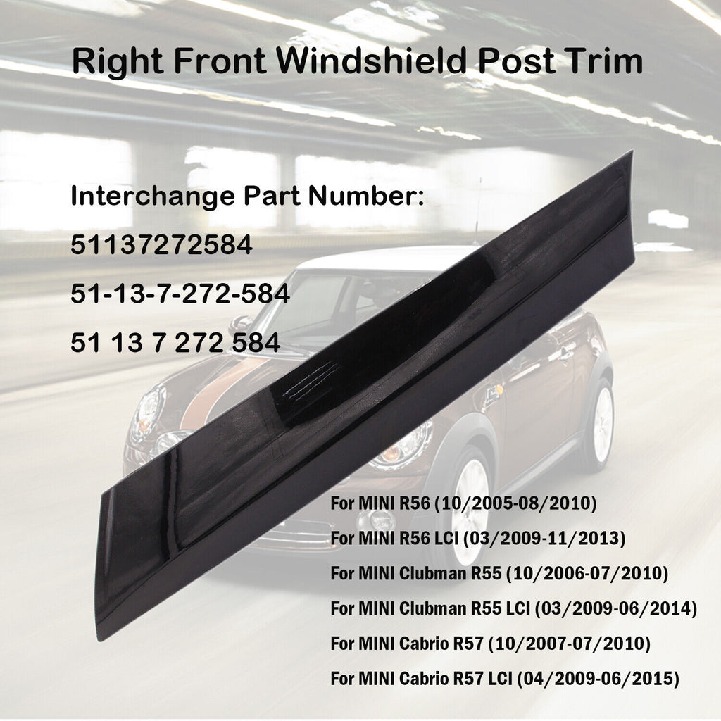 Windshield A Pillar Trim for Mini Cooper Convertible 2009-2015/Clubman 2008-2014/Hatchback 2007-2013 G2860