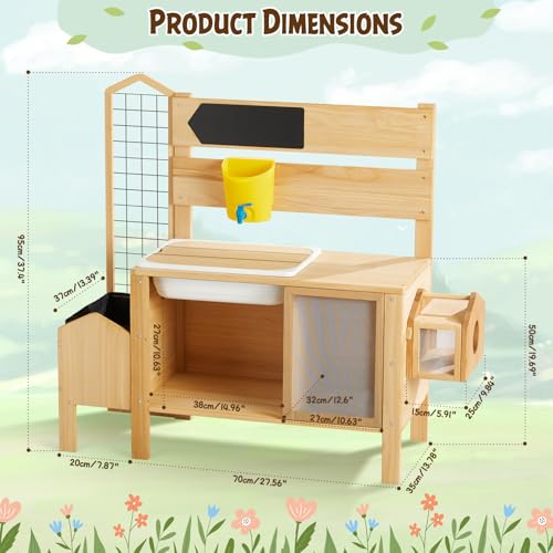 Wooden Potting Table with Raised Garden Bed and Sink E518090