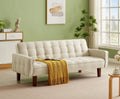 Beige Linen Tufted Convertible Sleeper Sofa H302334