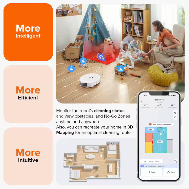 White Robotic Vacuum and Mop P438815