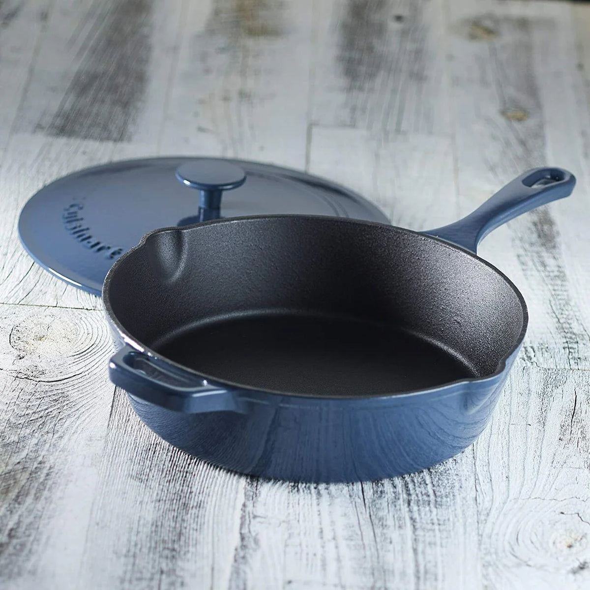 Blue Enamel Cast Iron Chicken Fryer P619