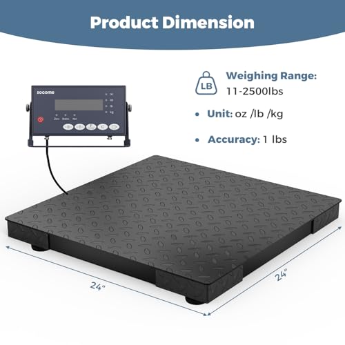 24"x24" 2500 lb Black Digital Industrial Floor Scale Y1350
