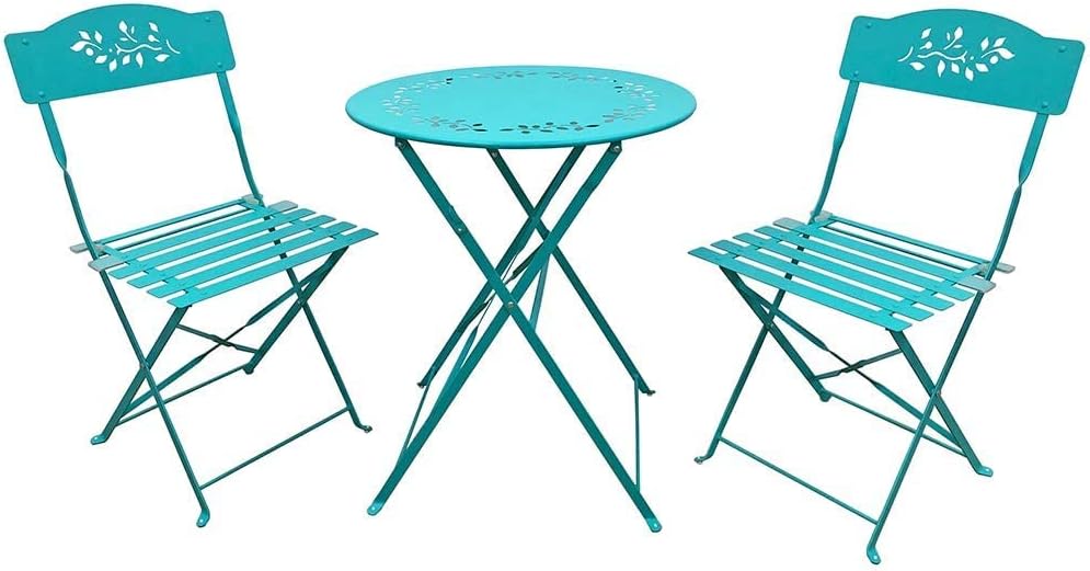 Grey 3 Piece Patio Bistro Set with Folding Chairs H61294