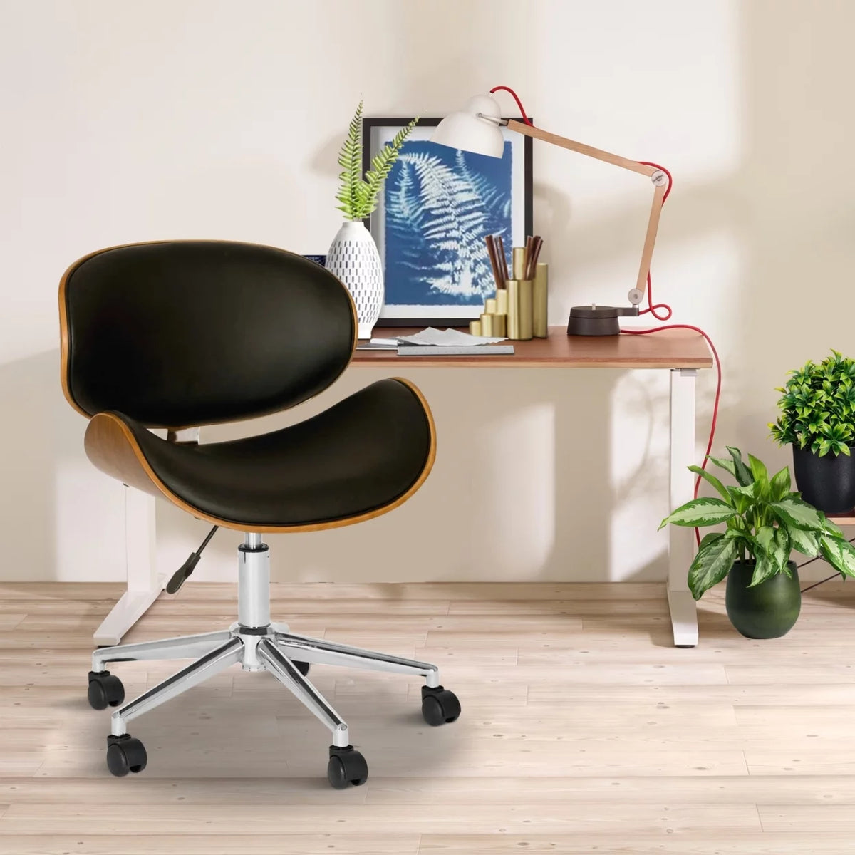 Brown and Black Swivel Office Chair N601872