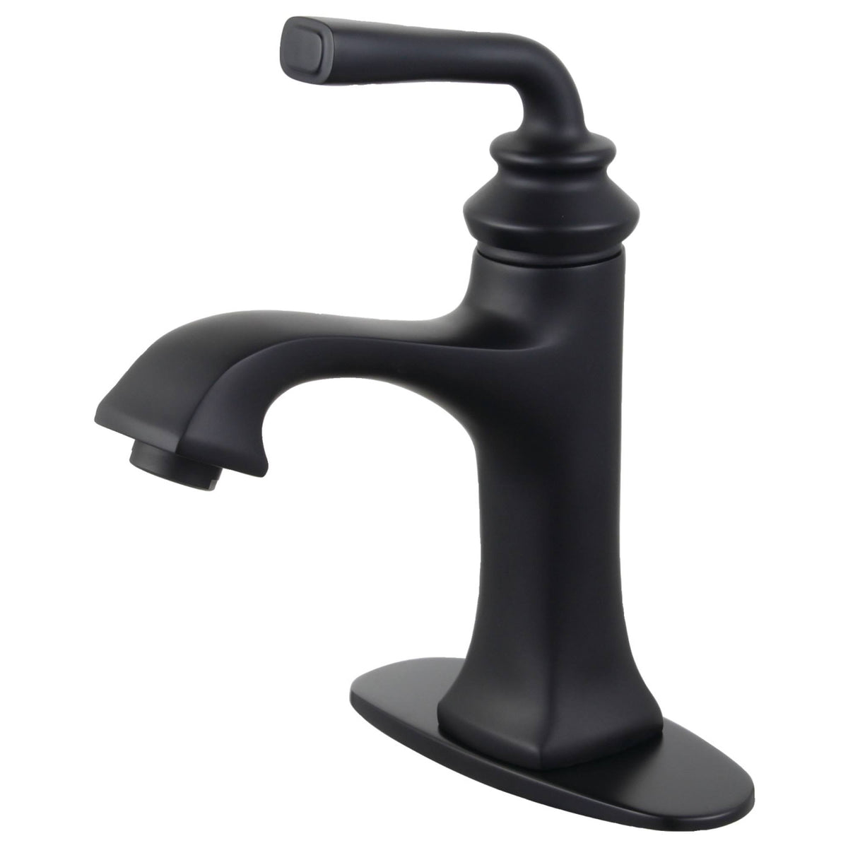 Matte Black Single-Handle Bathroom Faucet with Push-Up Drain Q89739
