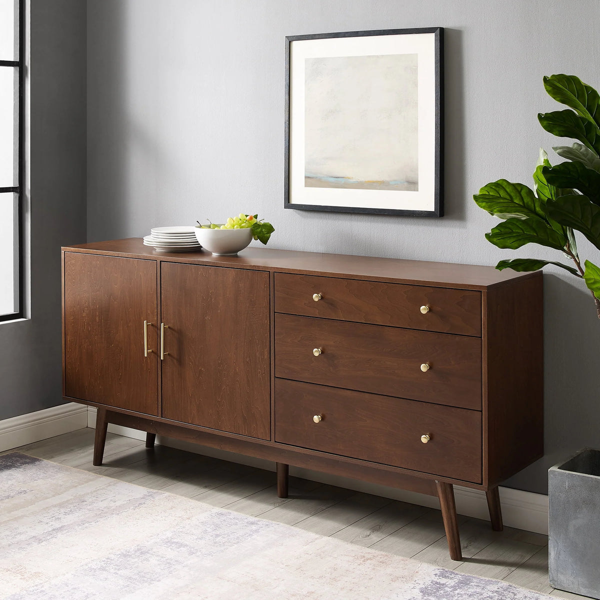 Mid Century 3-Drawer and 2-Door Sideboard S378