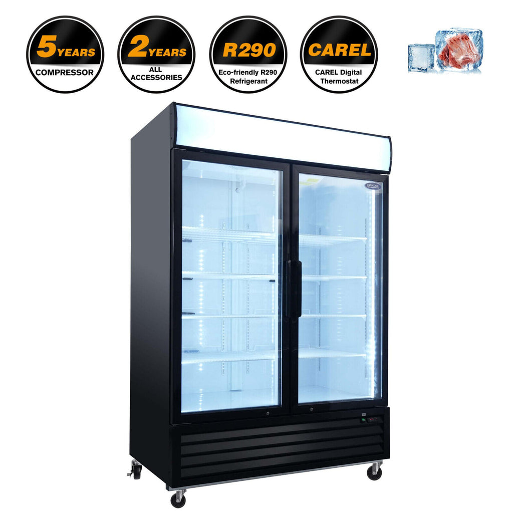 Double Doors Glass Front Reach In Freezer L807