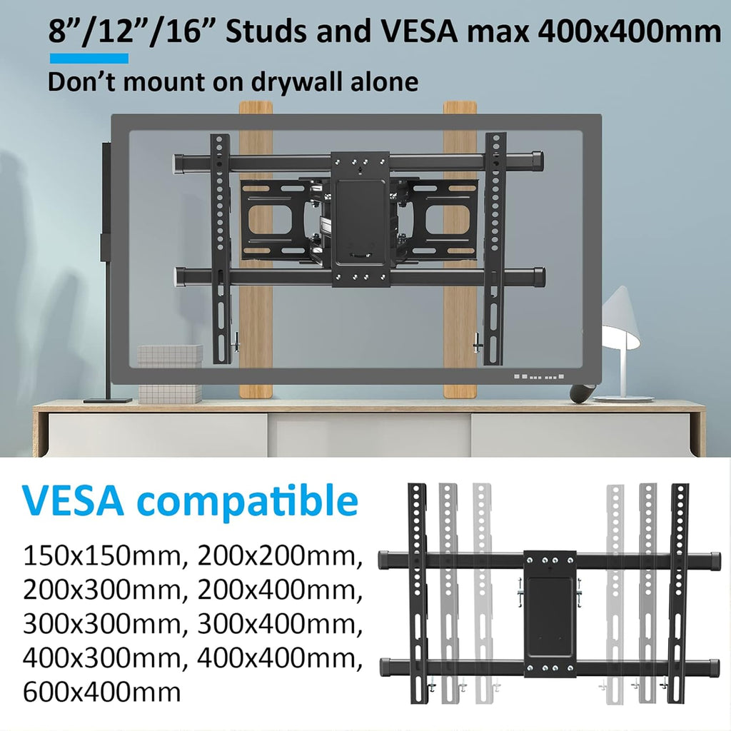 Full Motion TV Wall Mount for 37-75 Inch LED Flat Curved TVs, Max VESA 600x400mm, Holds 121 LBS, Pack of 2 A770