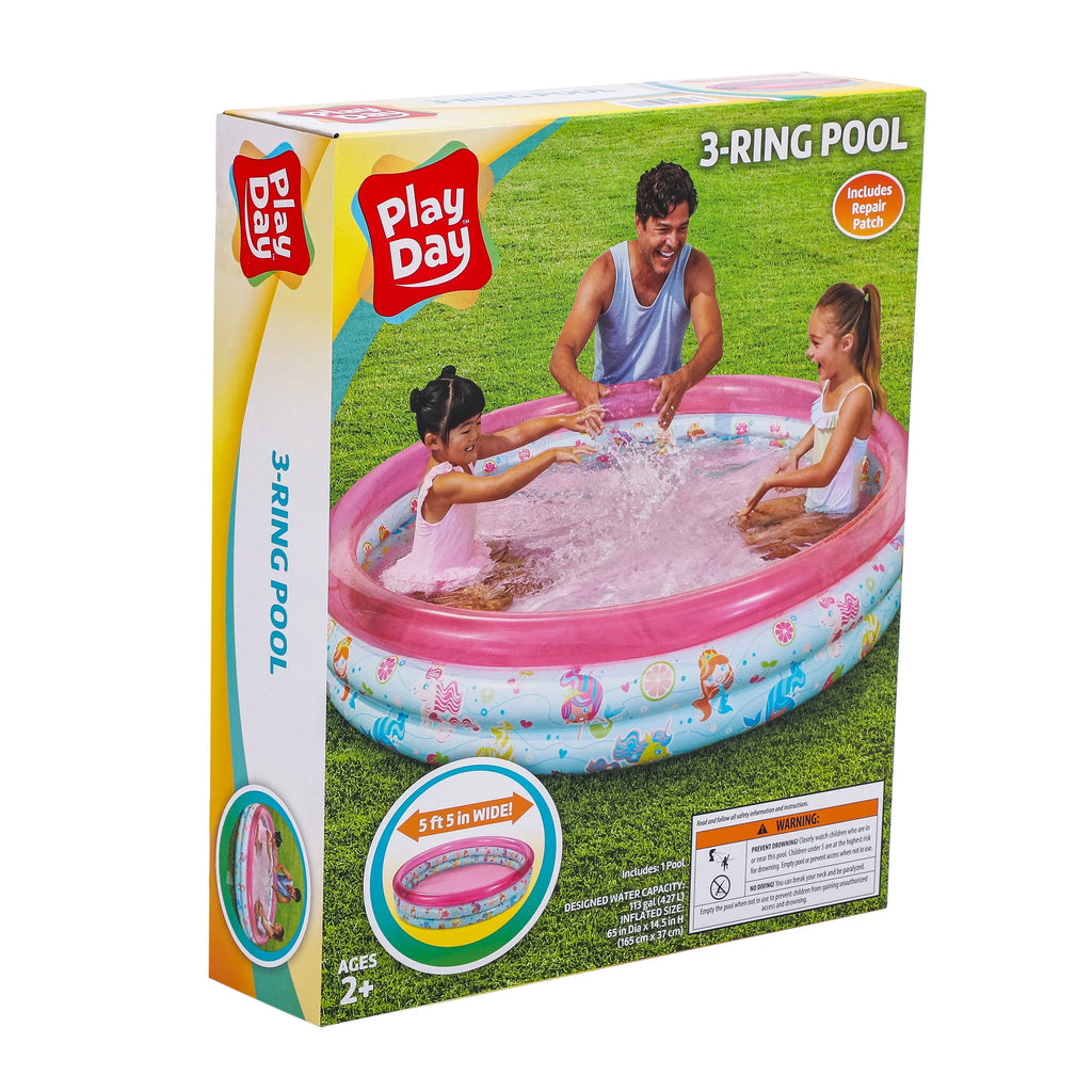 Round Inflatable 3-Ring Kiddie Splash Play Pool Pink I864434