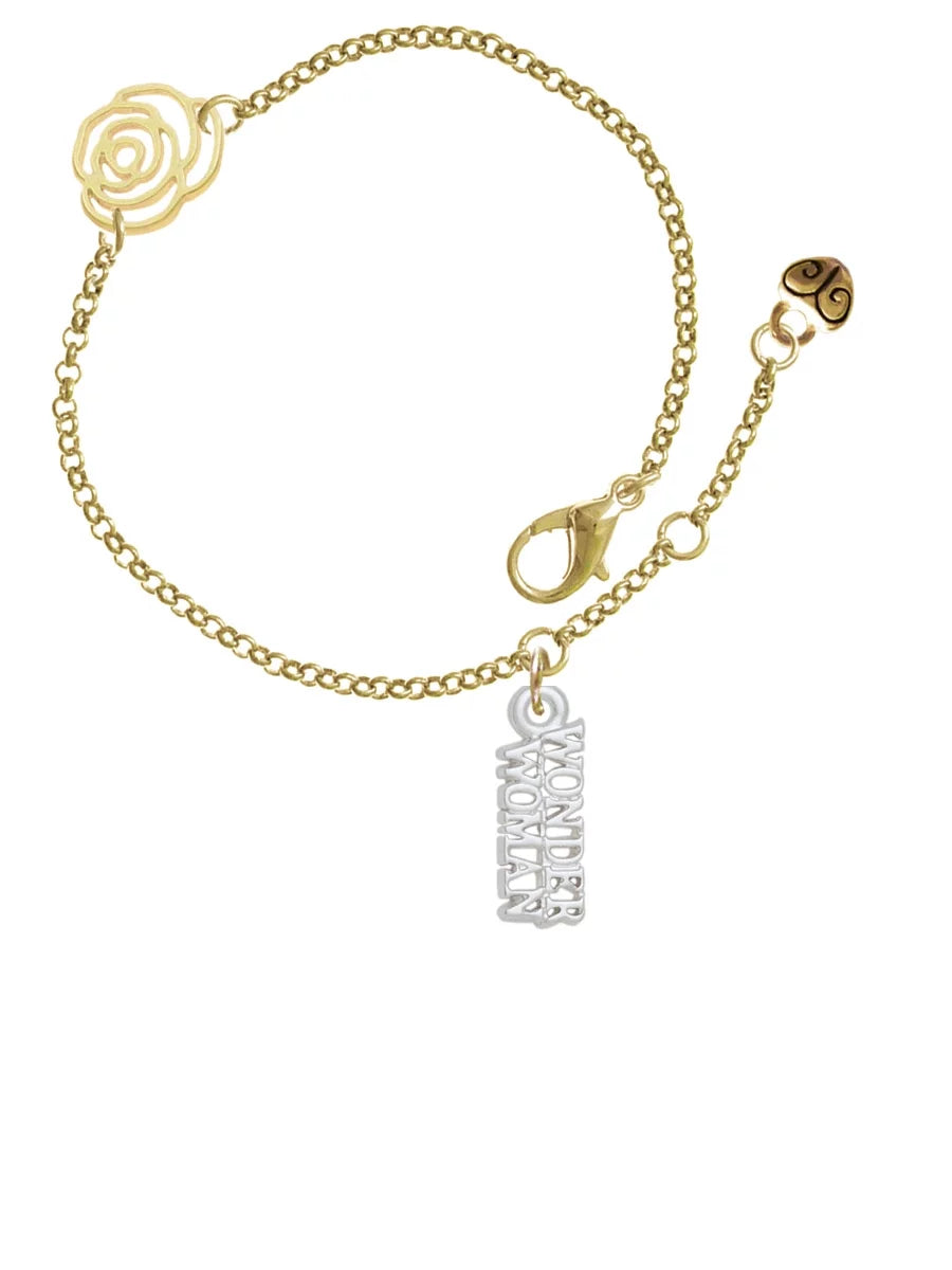 Silvertone Gold-tone Rose Link Chain Bracelet A299