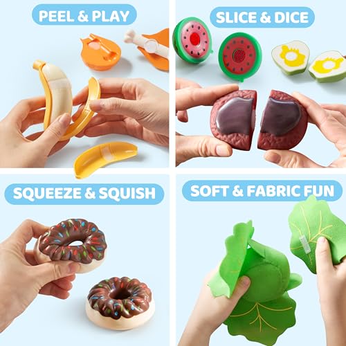 Color Sorting Play Food Set with Display Rack and 6 Boxes I27768