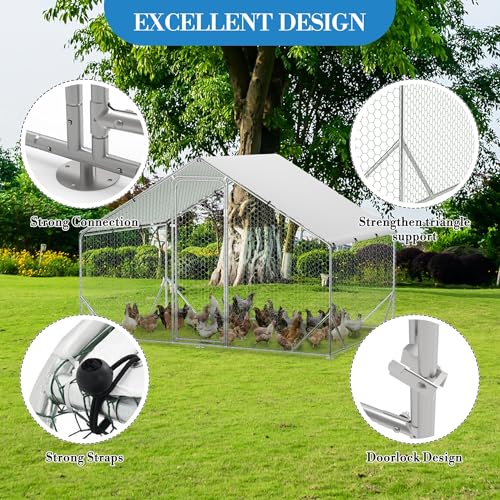 Large Metal Chicken Coop with Run T47154