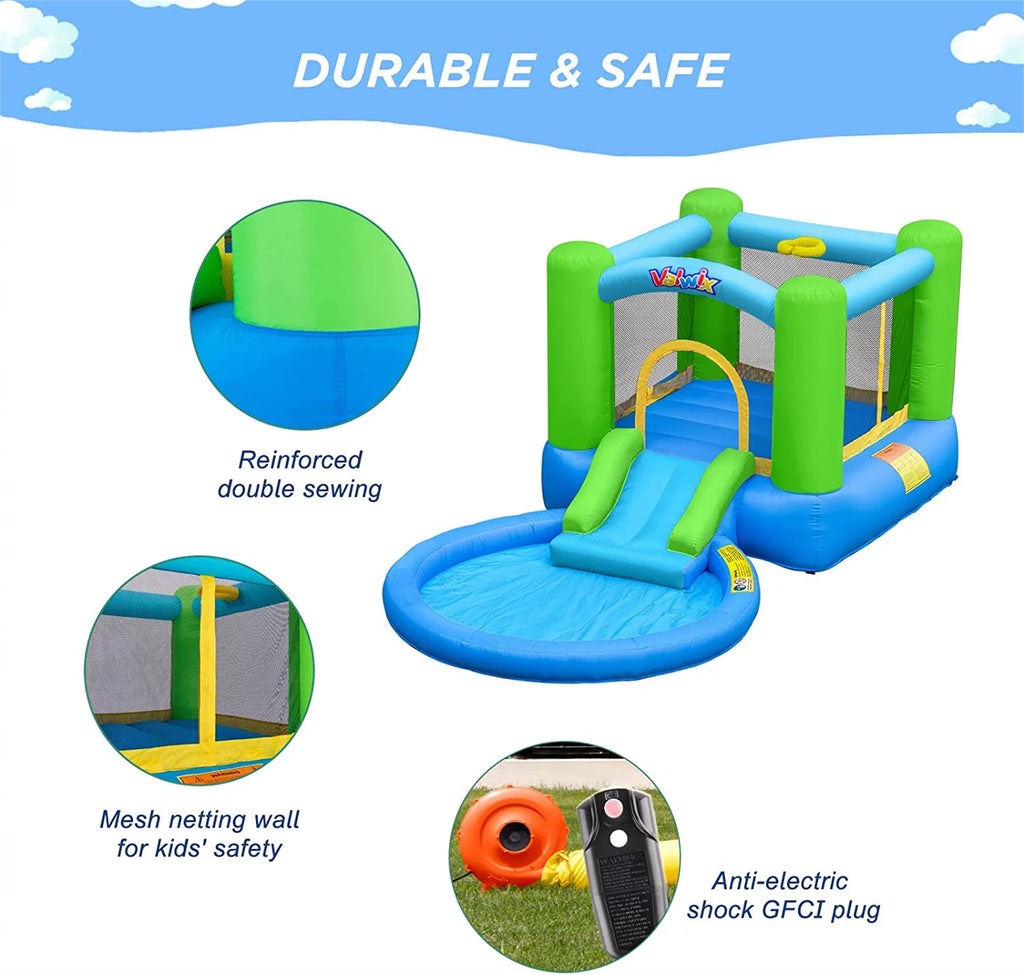 Inflatable Bounce House with Blower, Waterslide & Pool G87293