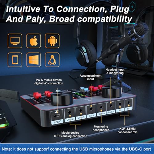 Audio Mixer Sound Card Condenser Microphone E105