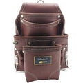 Brown Oil-Tanned Leather Tool Pouch with 10 Pockets D474825
