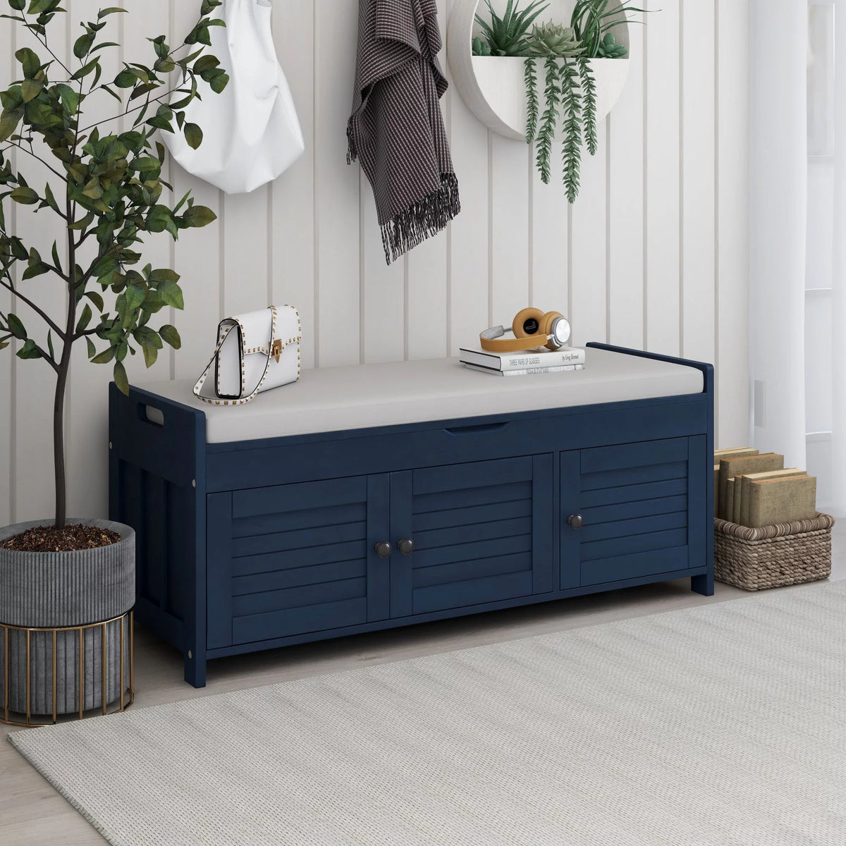 Blue Storage Bench I20596