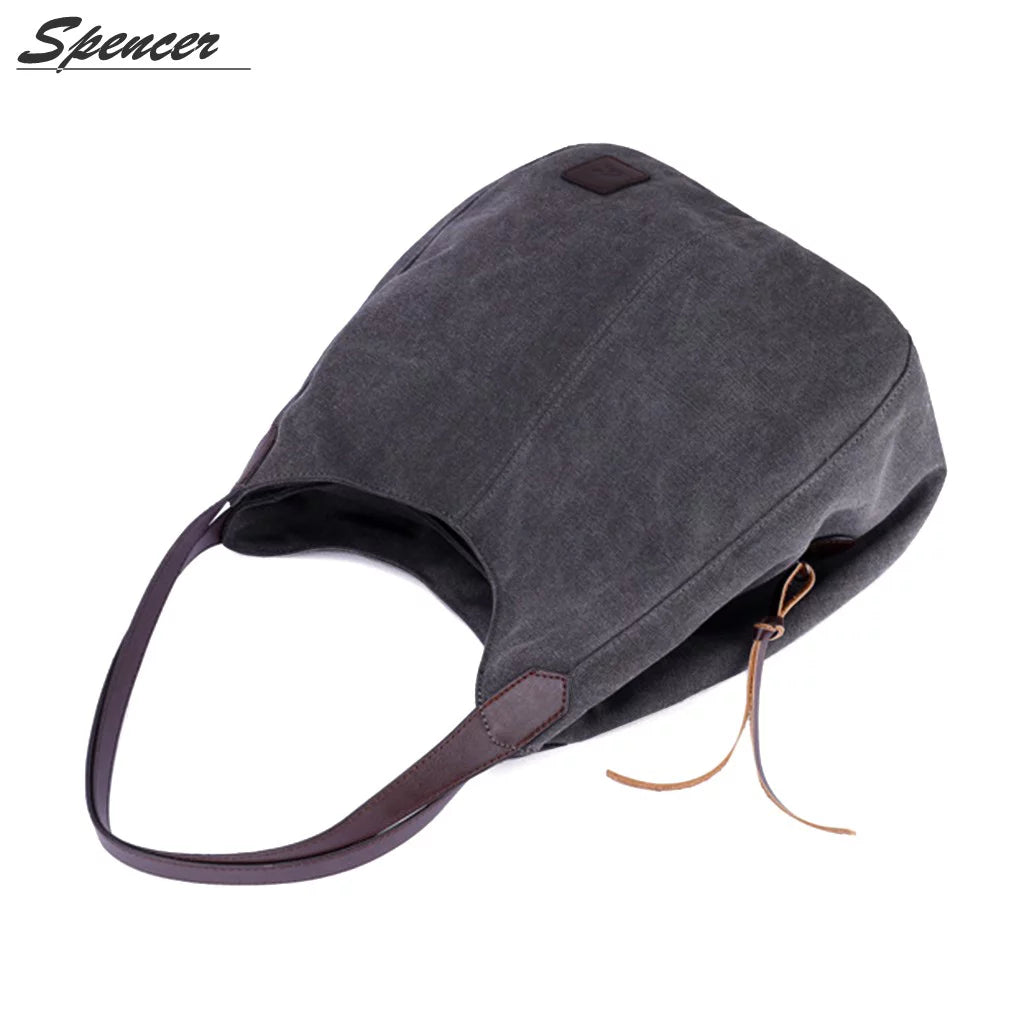 Women's Multi-pocket Cotton Canvas Tote Bag B23390