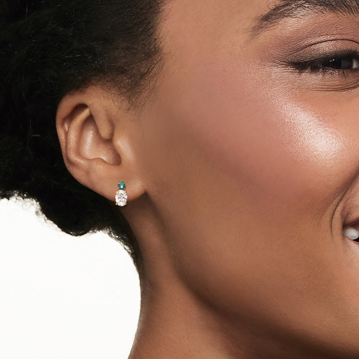 1.00 ct. t.w. Lab-Grown Diamond Drop Earrings with .10 ct. t.w. Emeralds in 14kt Yellow Gold S5194