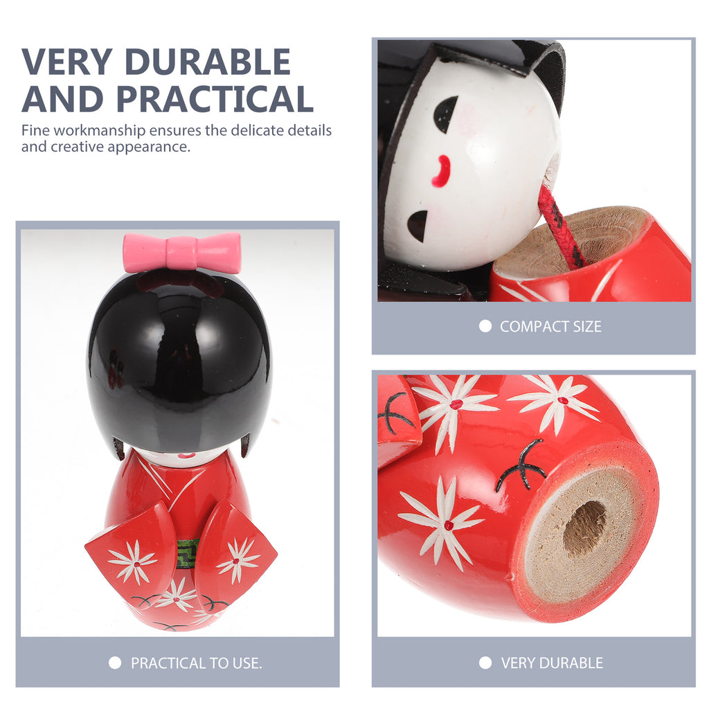 3 Pcs Wooden Japanese Ornament Figurines Y606150